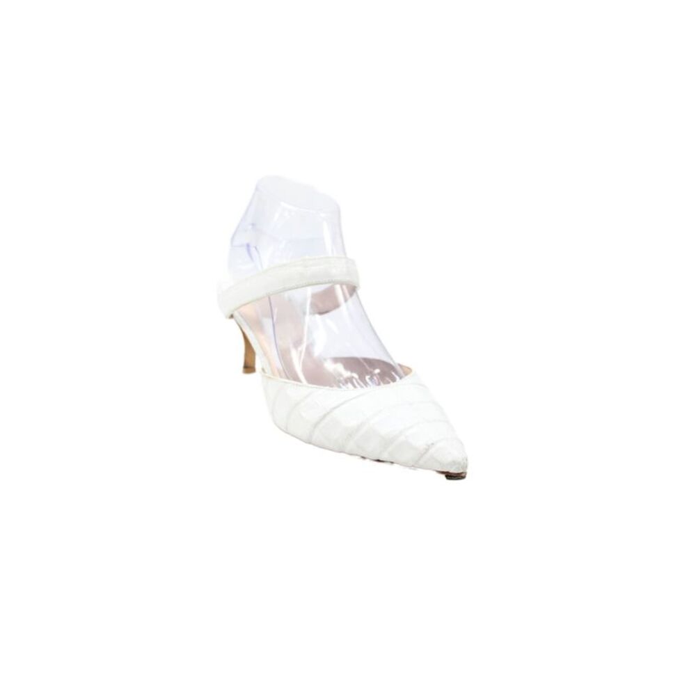 Nancy Gonzalez Womens Leather Pointed Toe Heels White Size 40 10